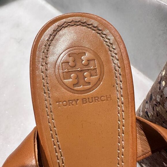 Tory Burch Solana Women's Ankle Buckle Strap Confetti Cork Platform Wedge Size 7 - Picture 4 of 6